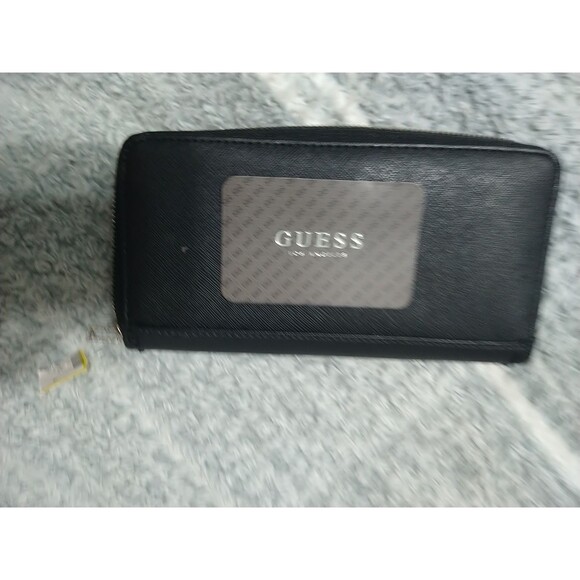 Guess Logo Zip Wallet Black Large - Picture 7 of 8